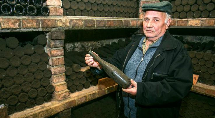 Franjo Volf, the hero who risked his life, built a false wall and saved the archive wines at the Ilok Cellars in Ilok, Croatia