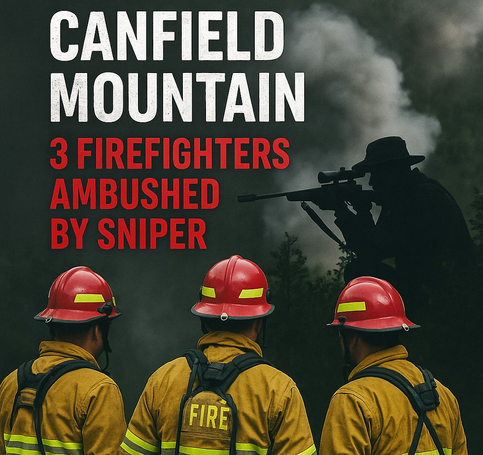 There are 3 fire fighters and a sniper aiming at them in the picture