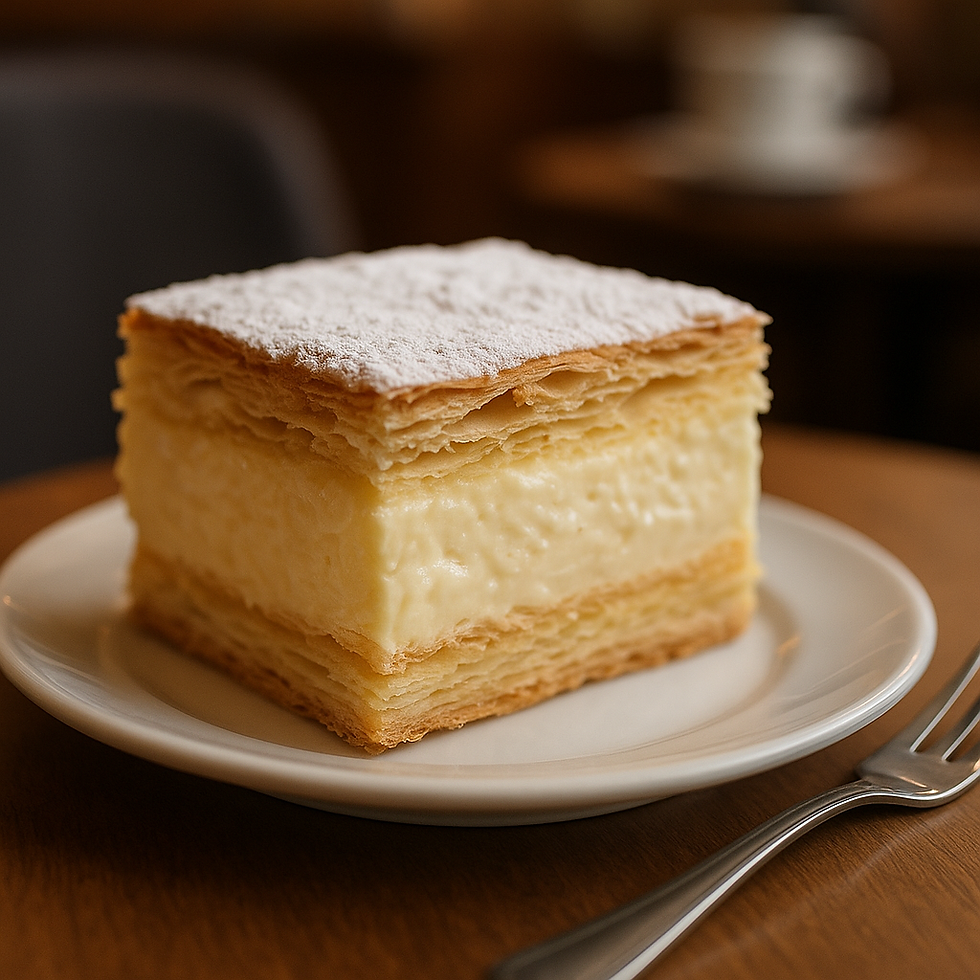 The Legendary Dessert, Samobor Kremšnita, is in the picture