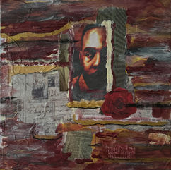 Scriveners: Ralph Ellison, Mixed Media Assemblage on Canvas 12x12"