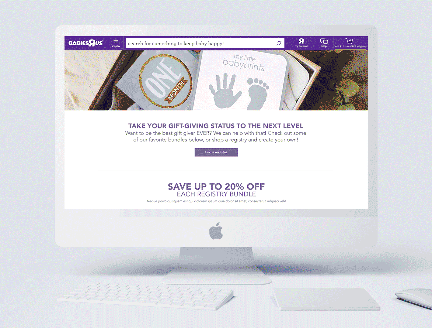 Babies"R"Us Build-a-Basket homepage takeover