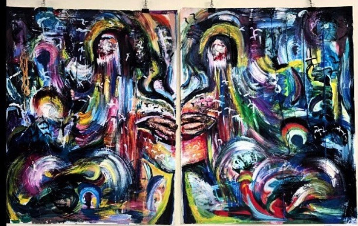 painting of a face abstract