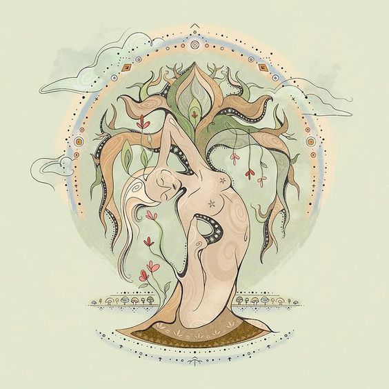 draw woman in the tree