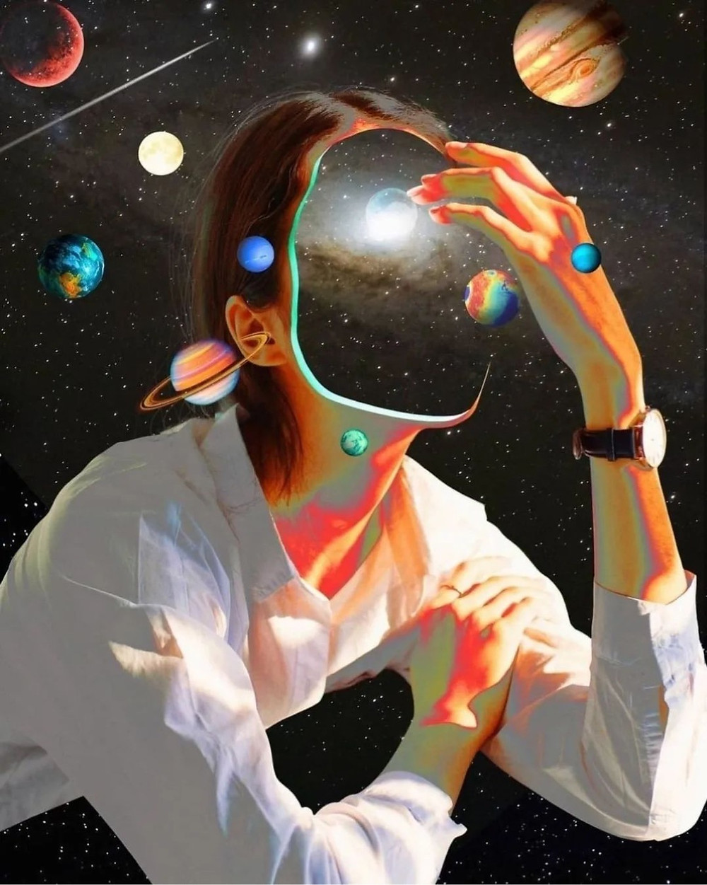 artwork woman universe face
