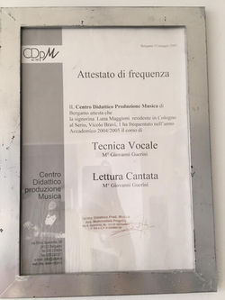 Attestato di frequenza Tecnica Vocale e 