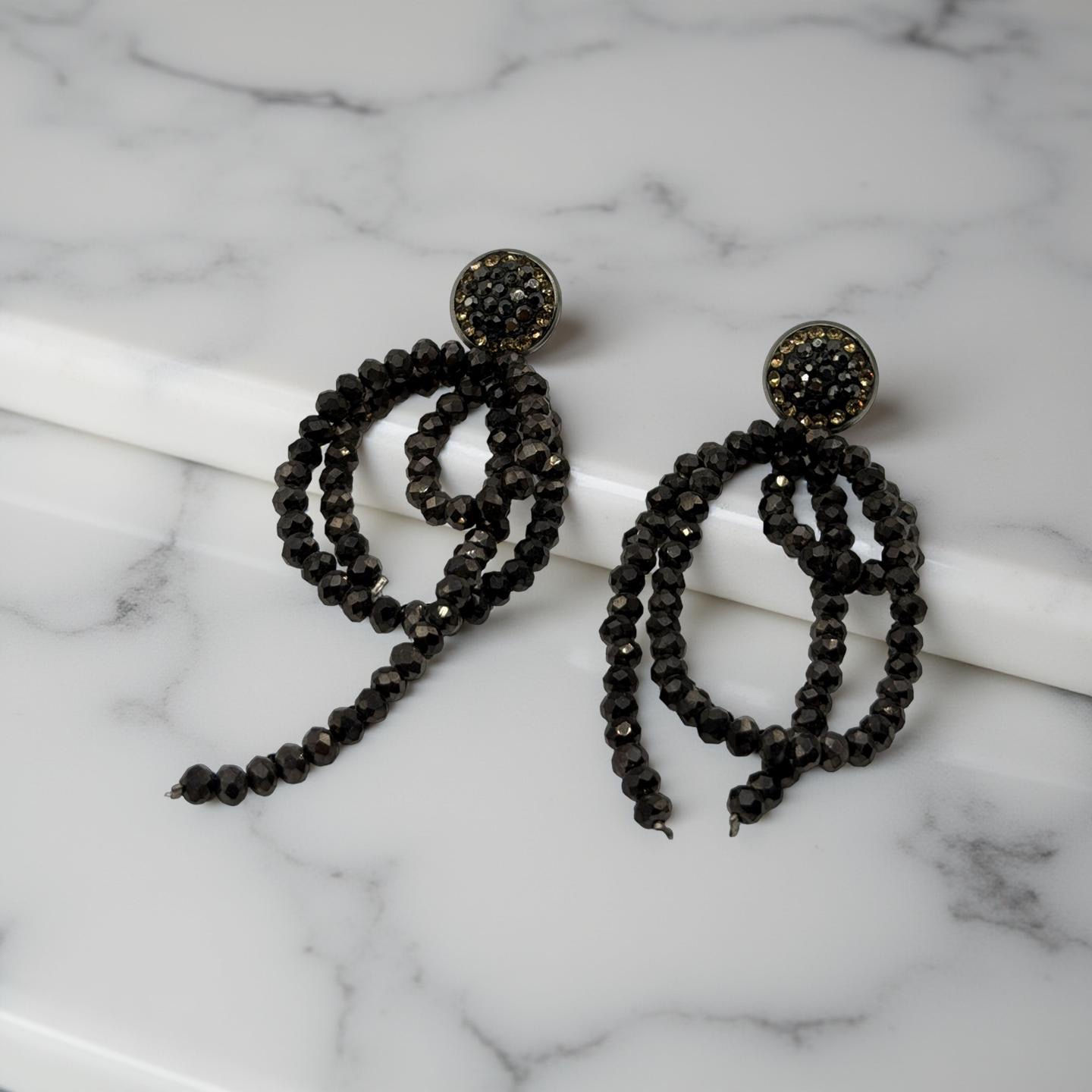 Χειροποίητα σκουλαρίκια από γκρι κρύσταλλα