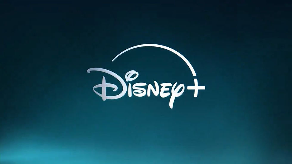 White Disney+ logo centered on a dark teal background with a soft blue glow along the bottom.