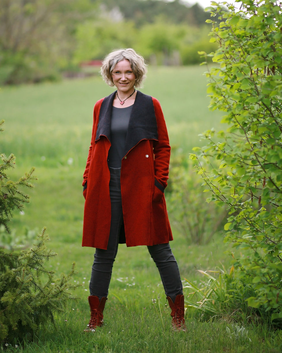 Thumbnail: Sissy Mantel Loden Doubleface rot-anthrazit