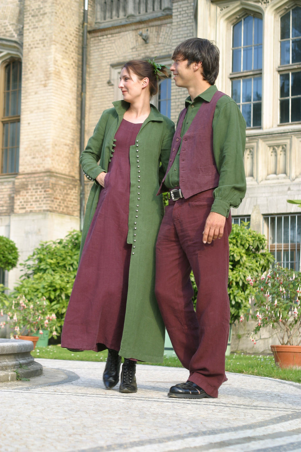 Thumbnail: Panama Hose Leinen bordeaux