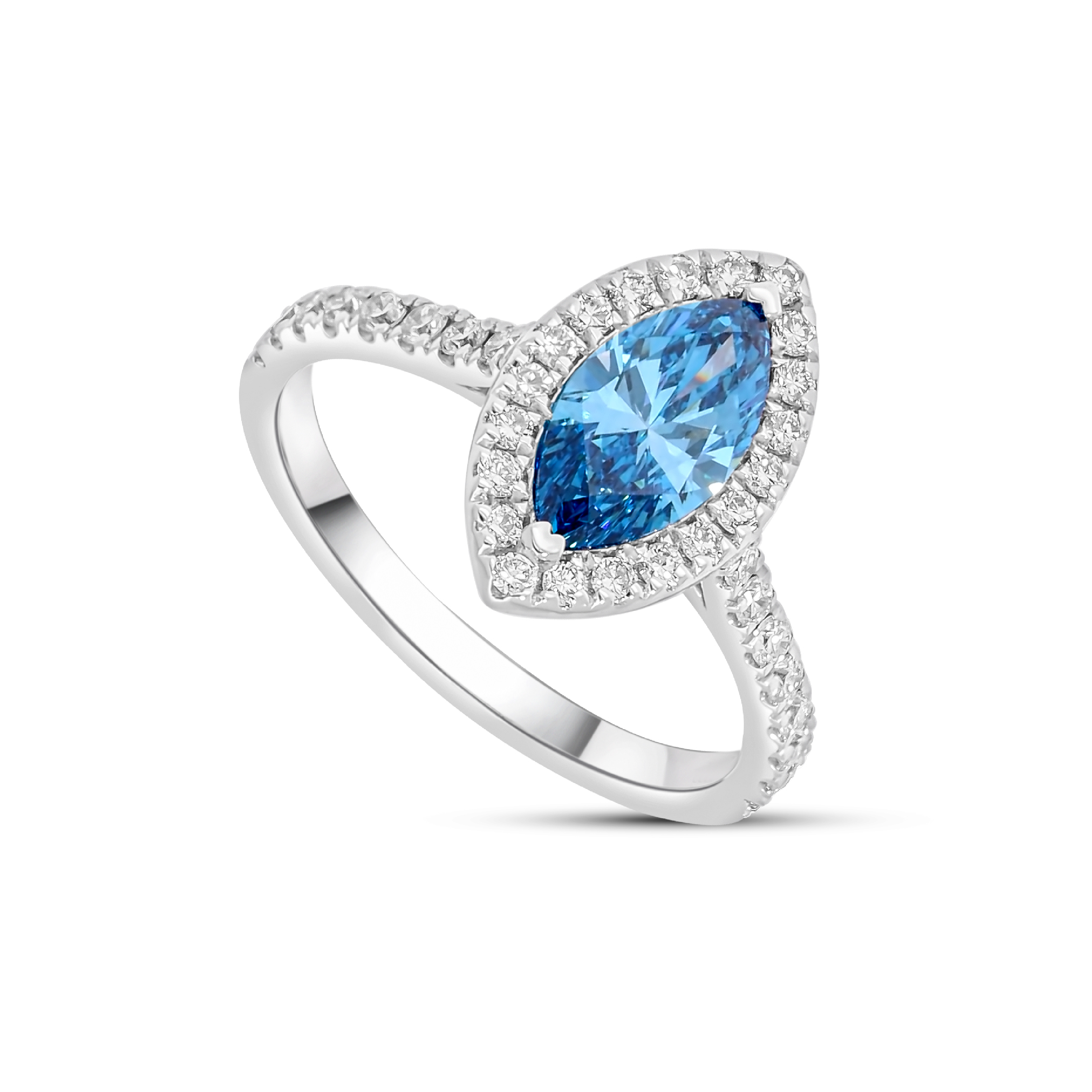 Fancy Vivid Blue Marquise Diamond Ring