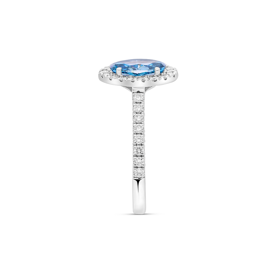 Thumbnail: Fancy Vivid Blue Oval Diamond Pave Ring