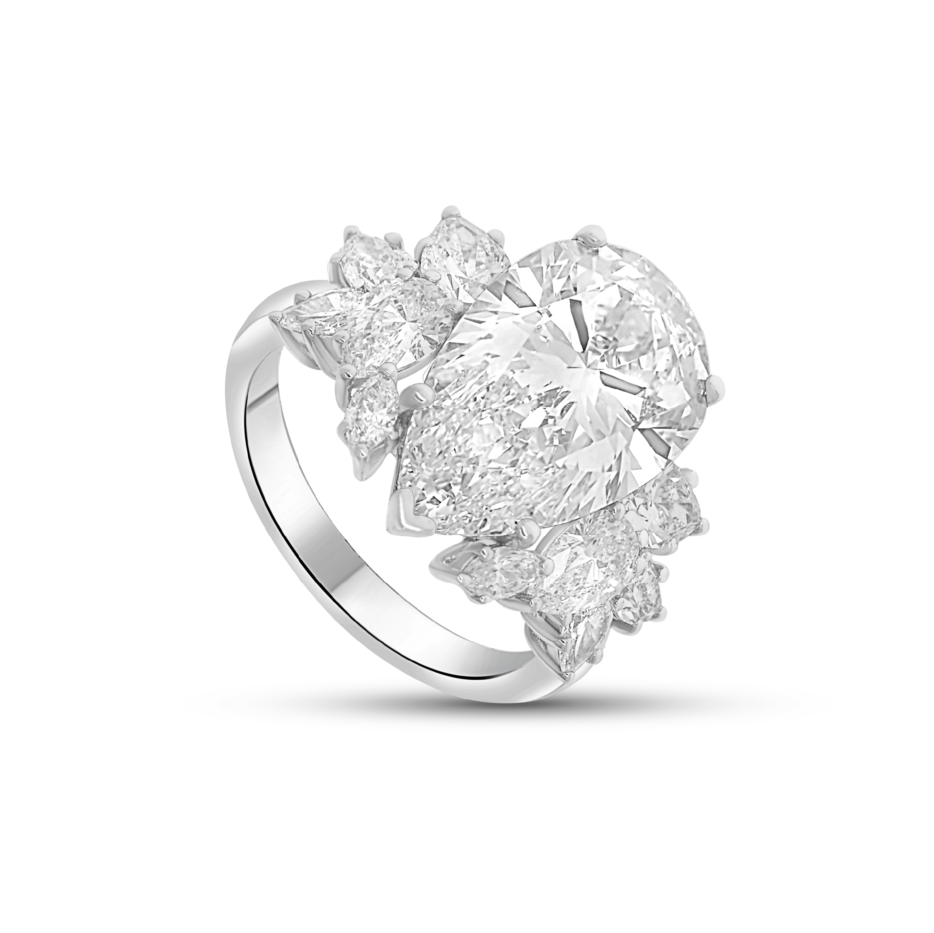 The Majestic 7-Carat Pear Diamond Cluster Ring