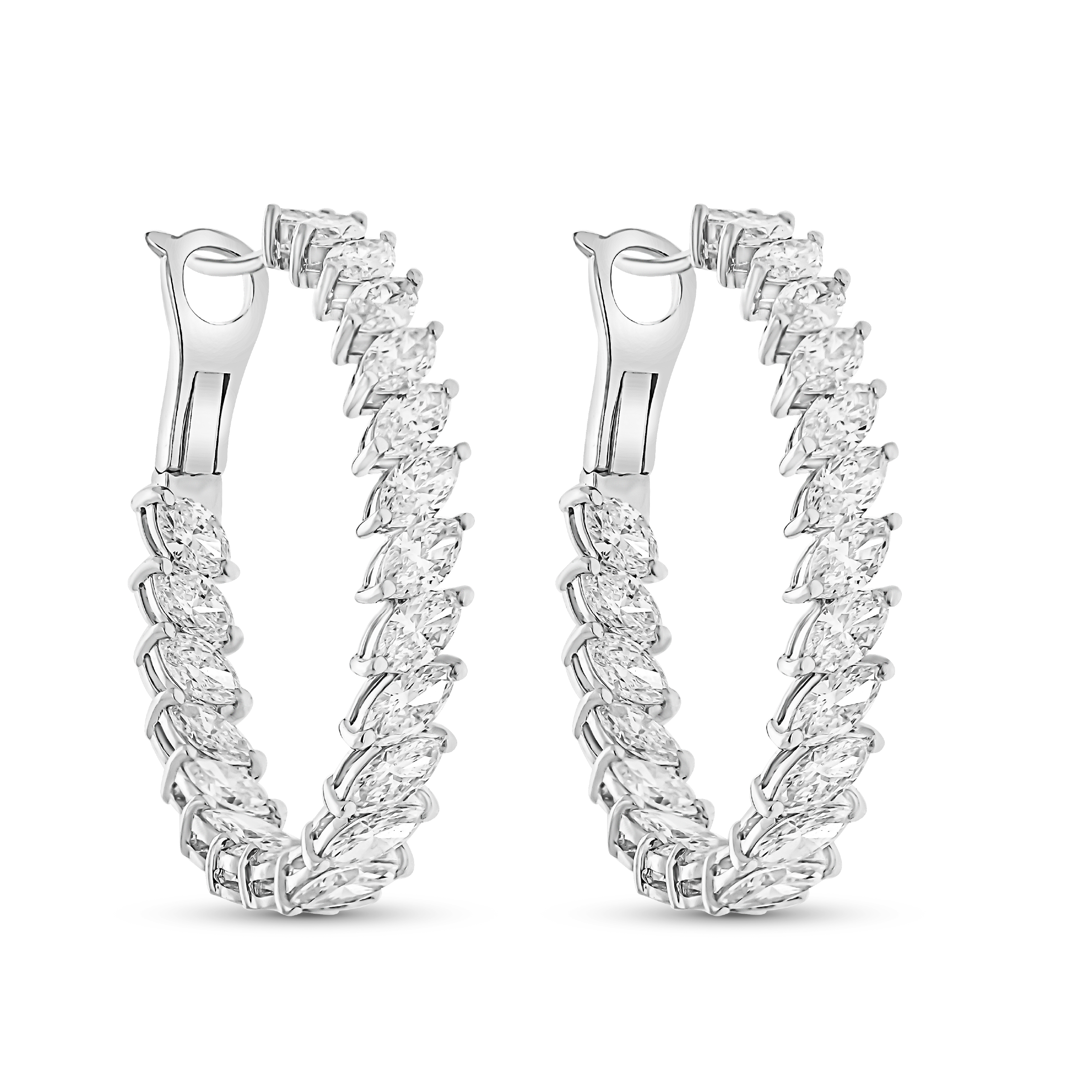 Diamond Flow White Marquise Hoops