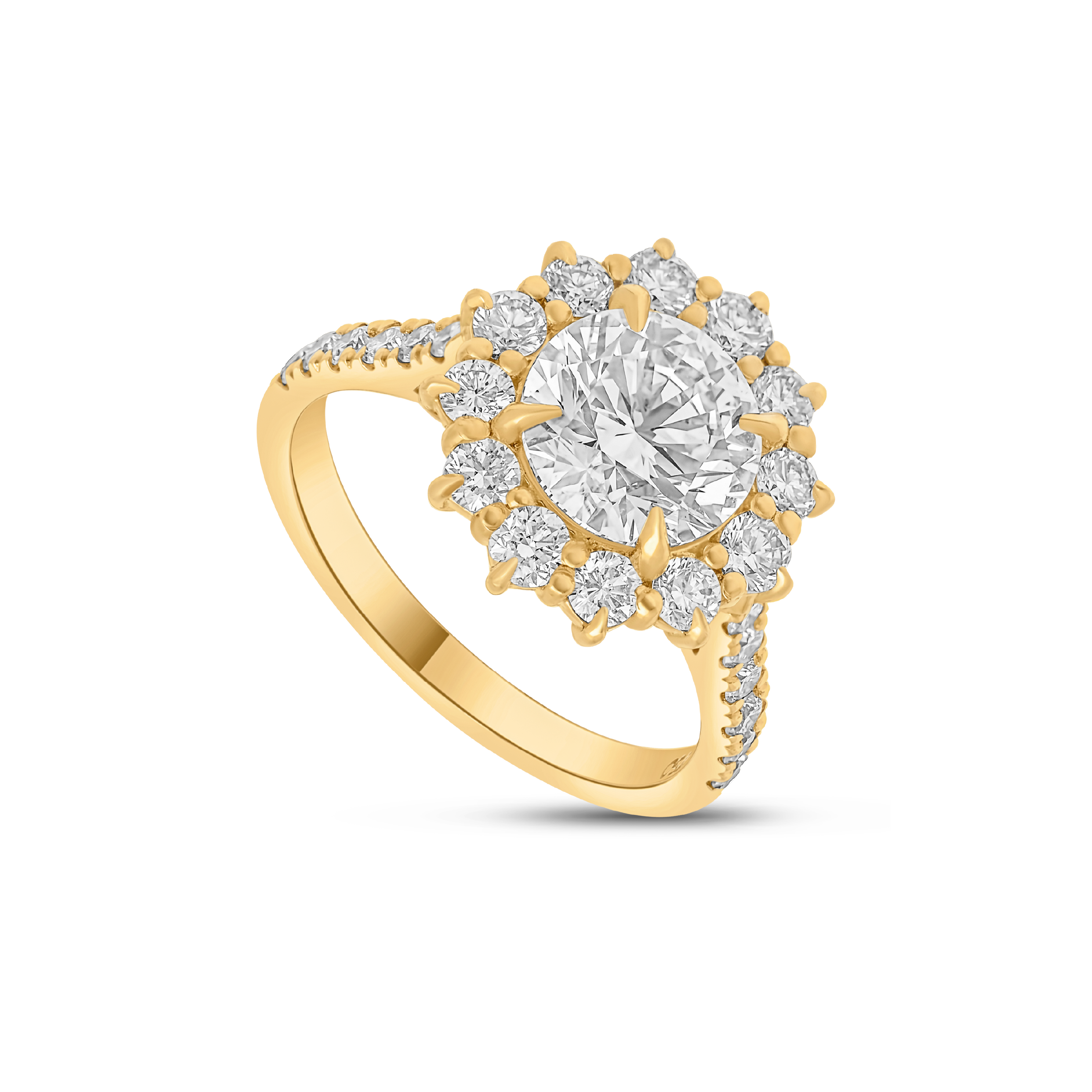 Sunflower Round White Diamond Halo Ring