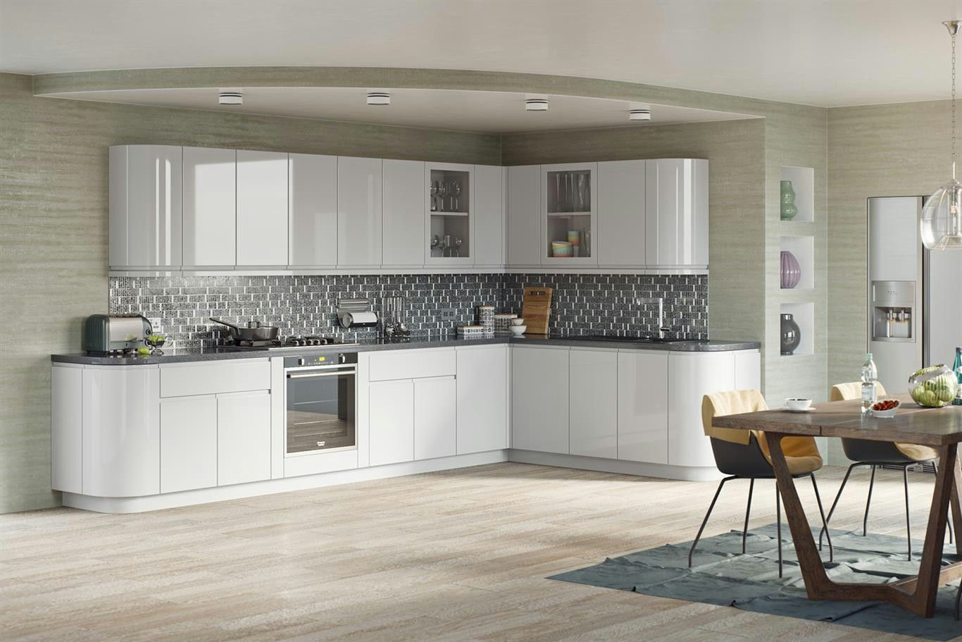 Opus High Gloss Light Grey Kitchen