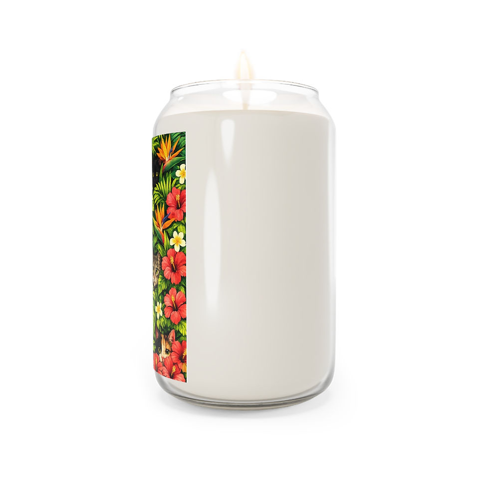 Thumbnail: Tropical Cat Soy Candle — 13.75oz Scented Jungle Floral Candle