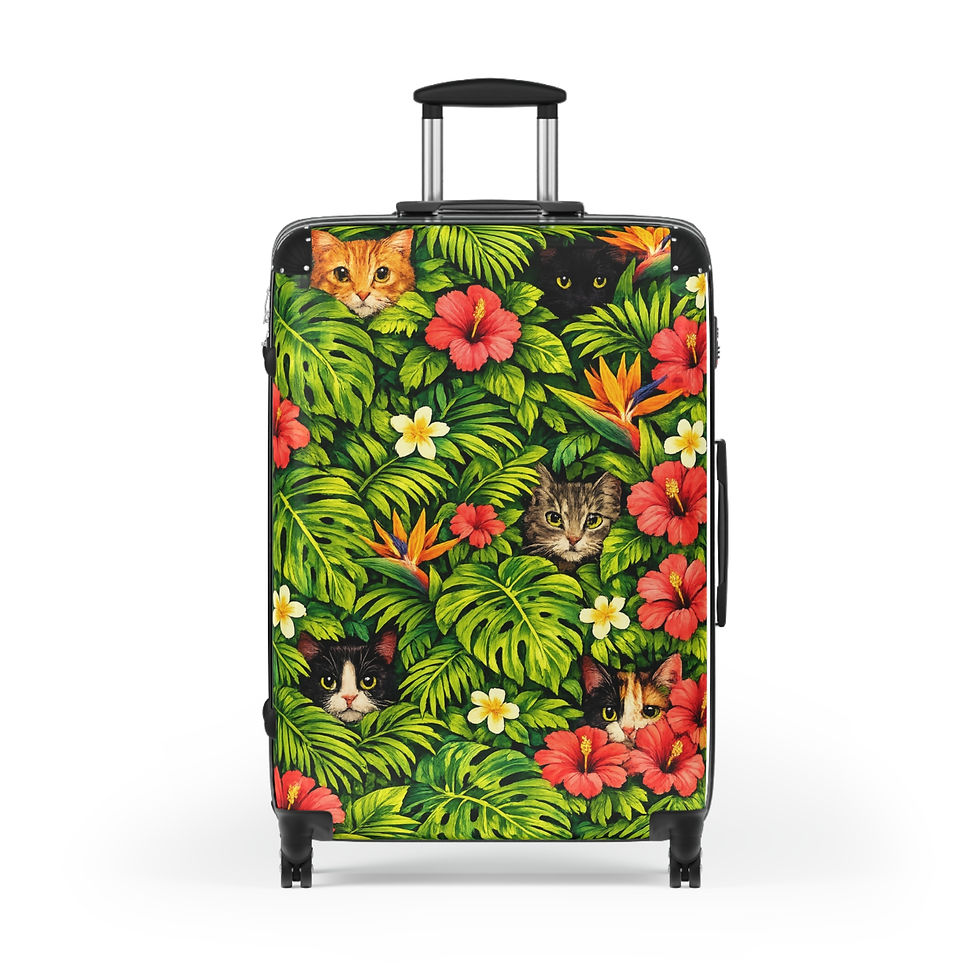 Thumbnail: Tropical Cat Suitcase – Floral Jungle Luggage for Cat Lovers