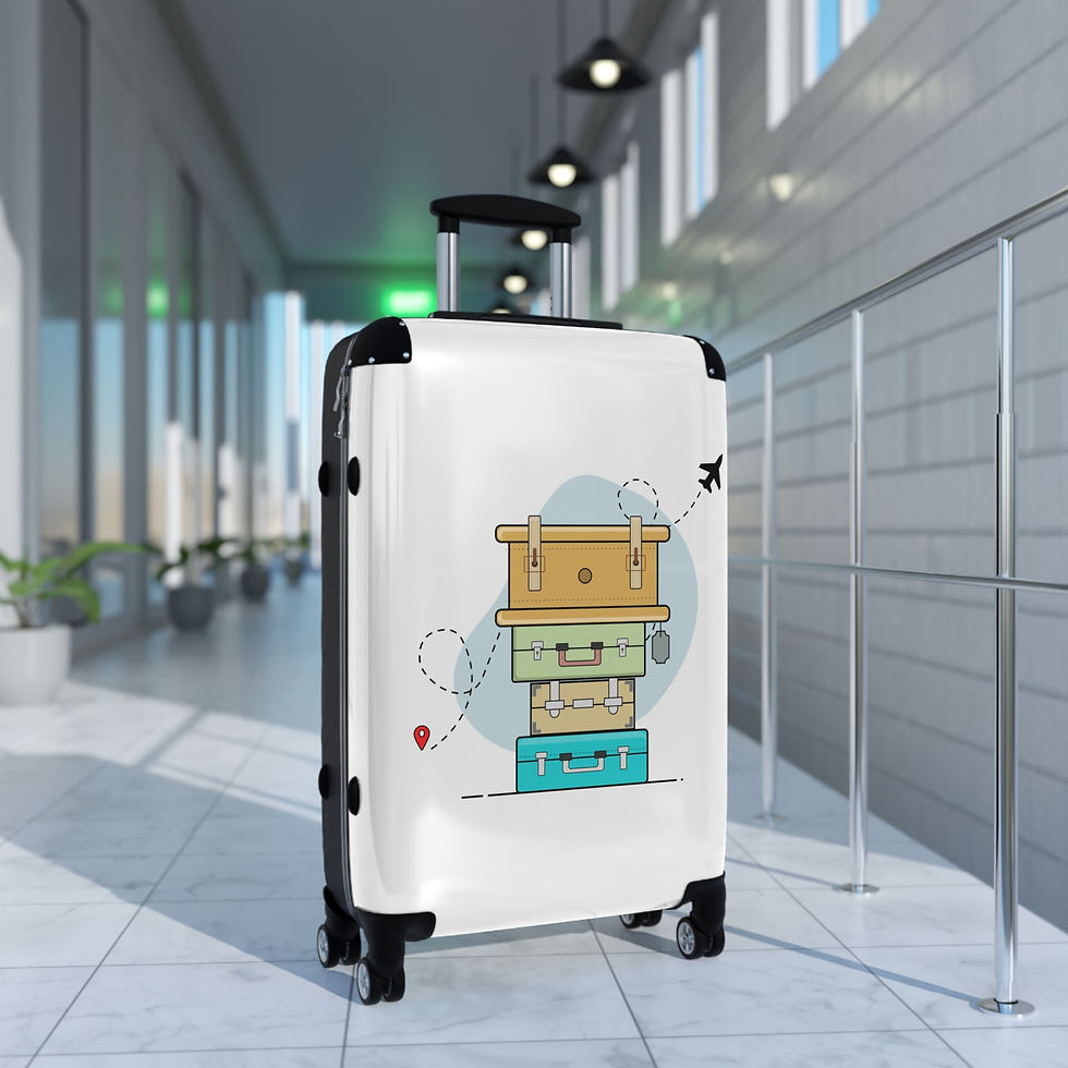Thumbnail: Stacked Suitcases Travel Carry-On – Cute Luggage with Plane & Map Accent