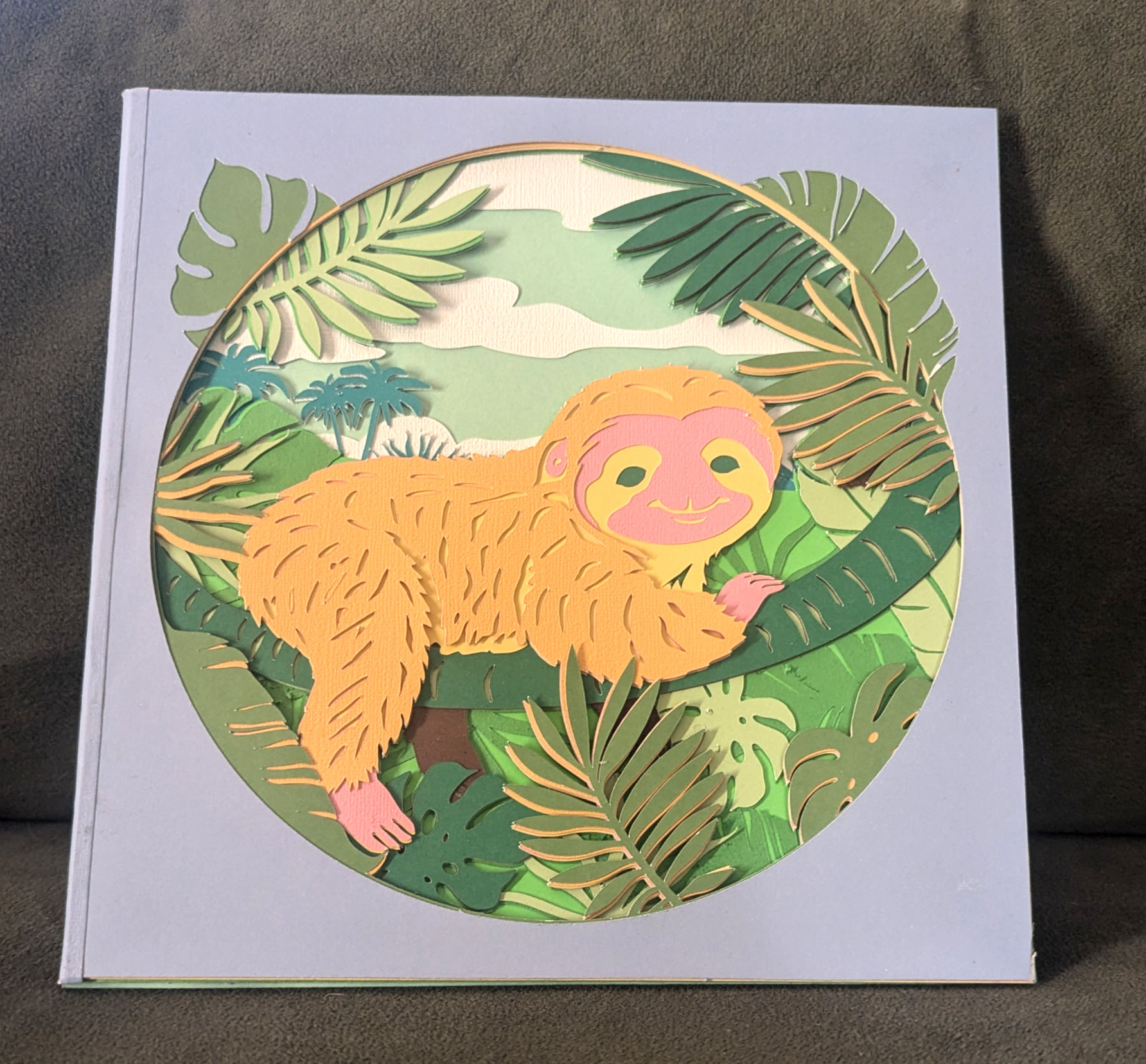 Colorful 3-D Sloth Card