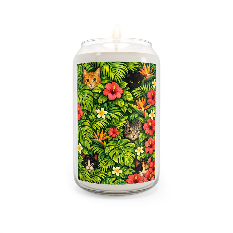 Thumbnail: Tropical Cat Soy Candle — 13.75oz Scented Jungle Floral Candle