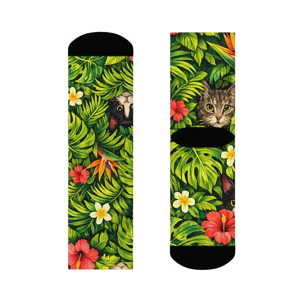 Thumbnail: Floral Jungle Cat Face Socks