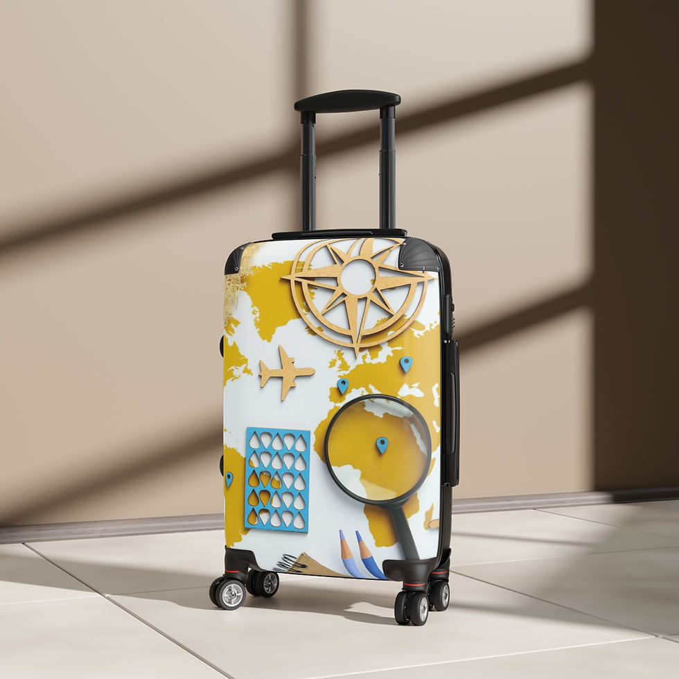 Thumbnail: Travel Map Suitcase – Yellow Compass & Magnifier Carry-On Luggage