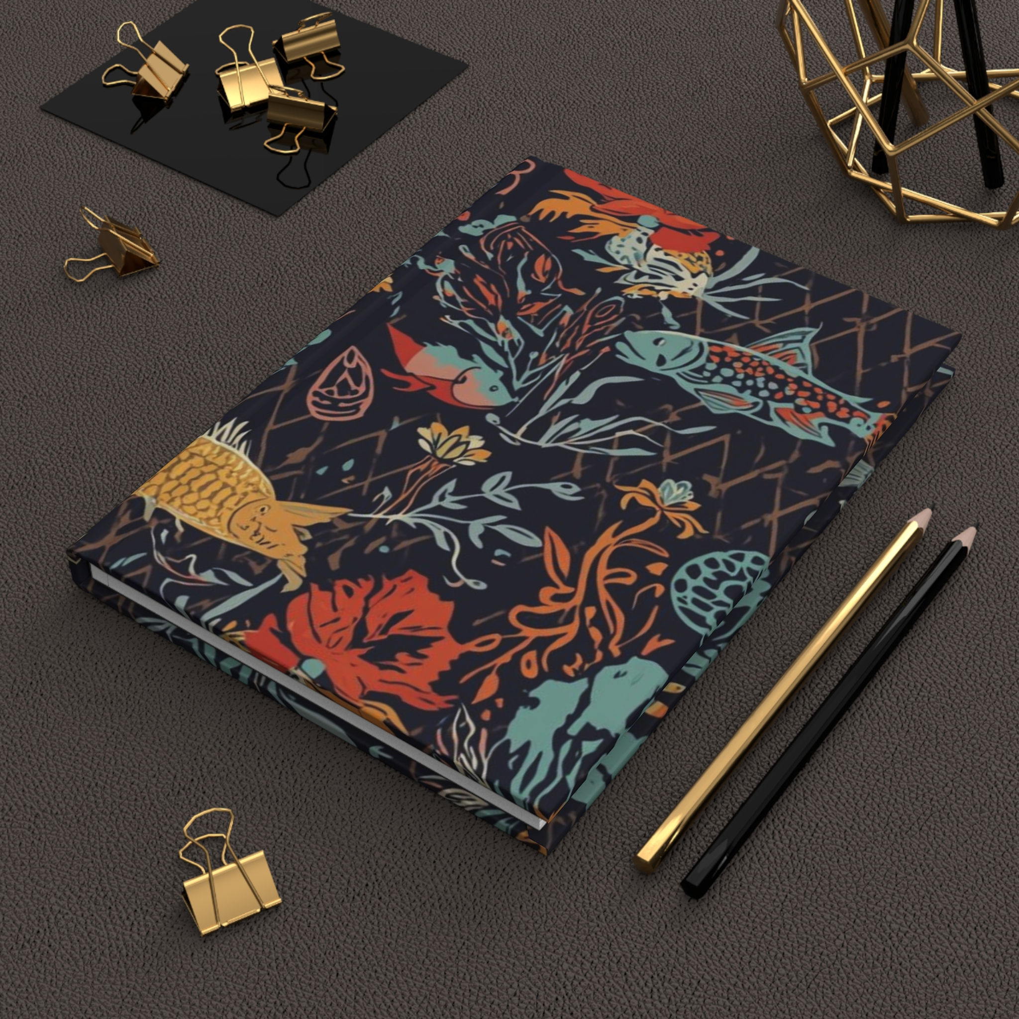 Floral Koi Hardcover Journal 