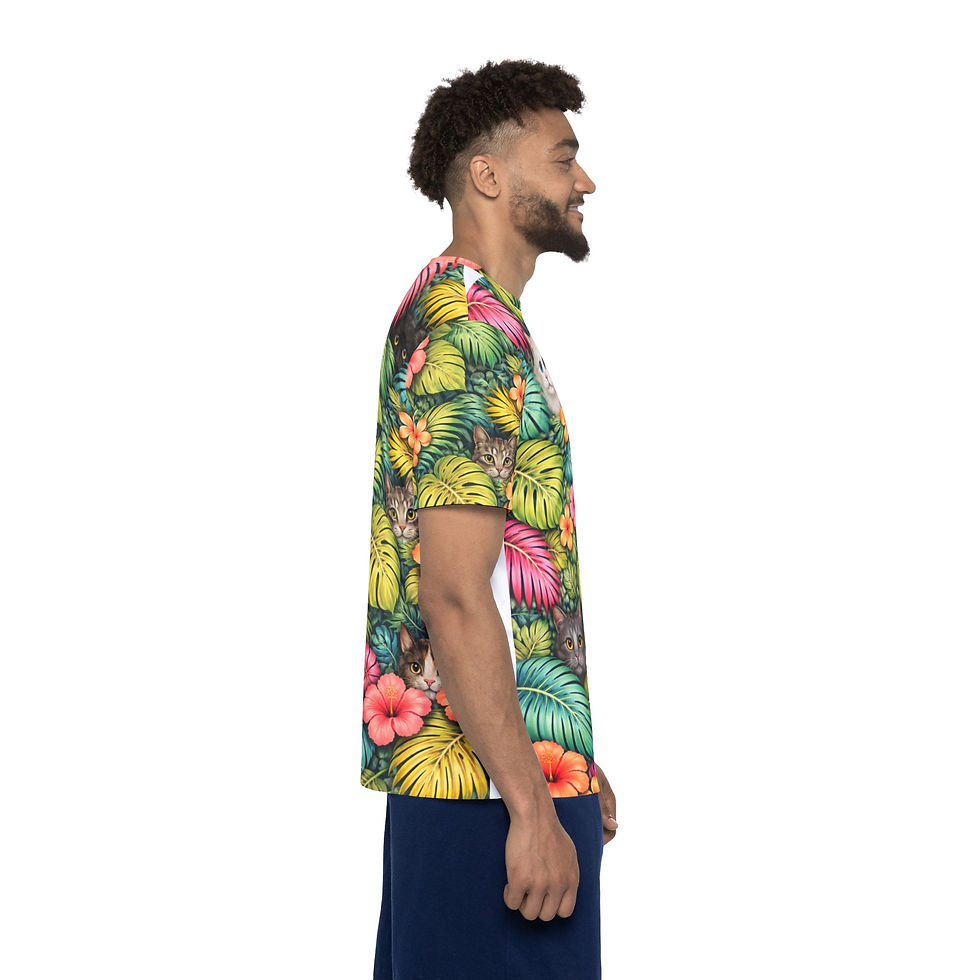 Thumbnail: Tropical Cat Print Jersey — All-Over-Print Sports Tee
