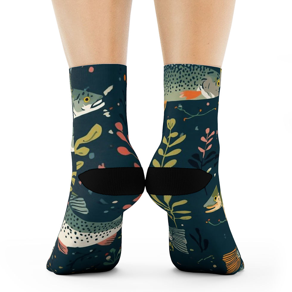 Thumbnail: Trout River Crew Socks — Fishing Patterned Crew Socks for Anglers
