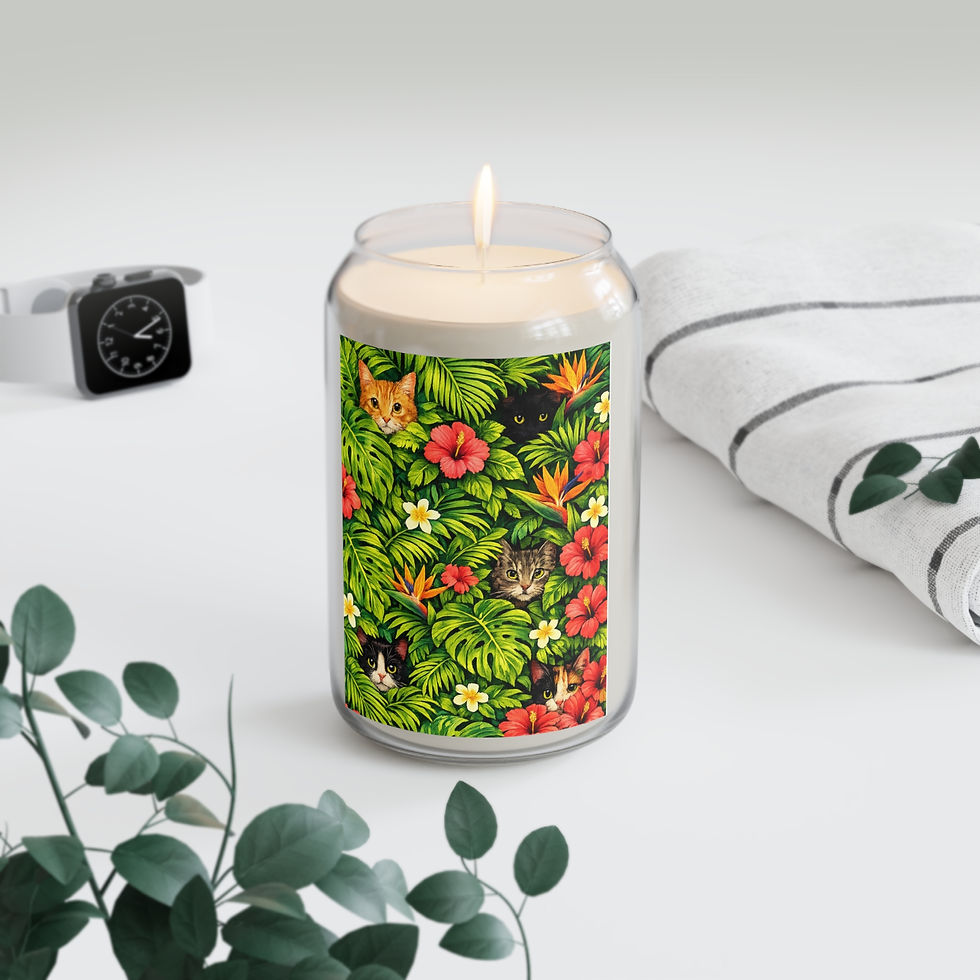 Thumbnail: Tropical Cat Soy Candle — 13.75oz Scented Jungle Floral Candle