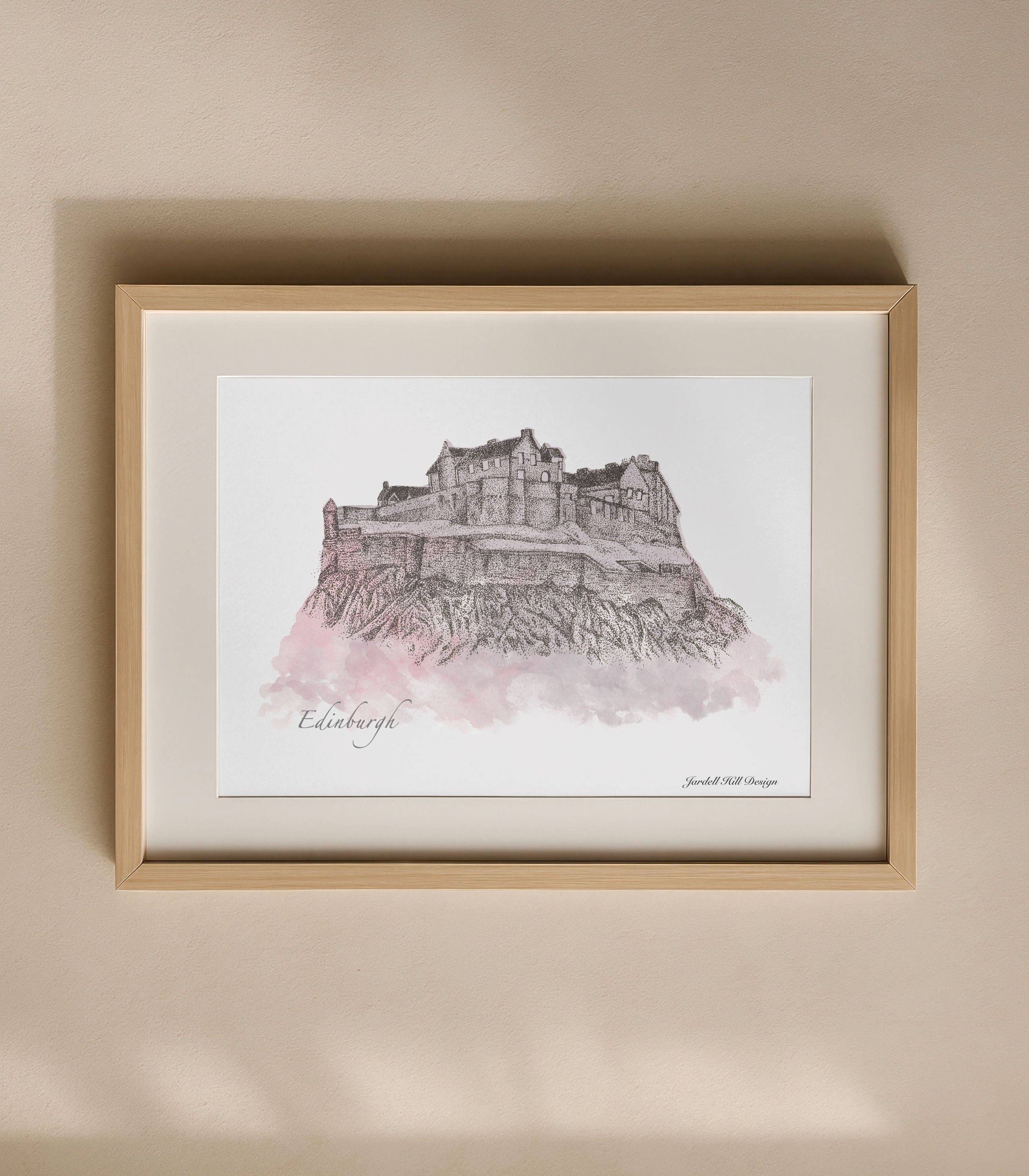 Edinburgh Castle Print (Pink)