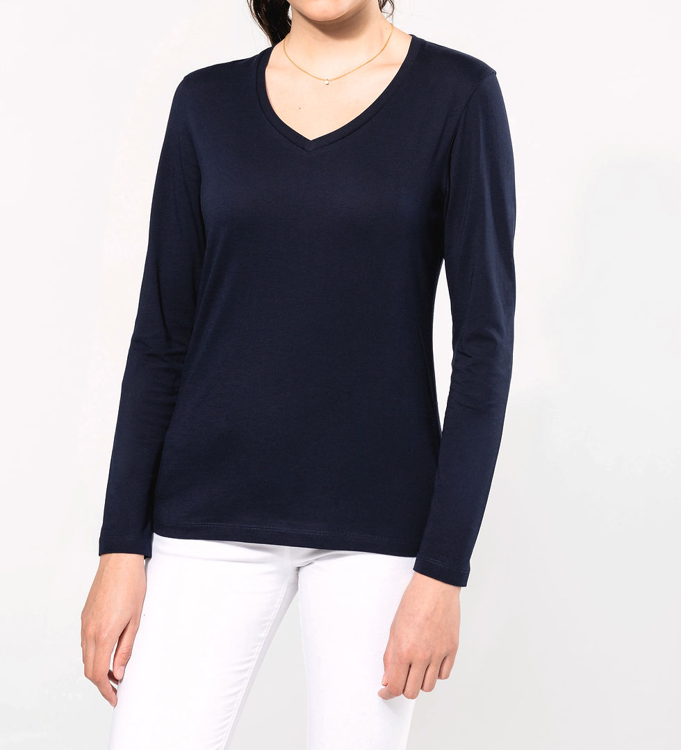 Tee-shirt Femme Col V Manches Longues