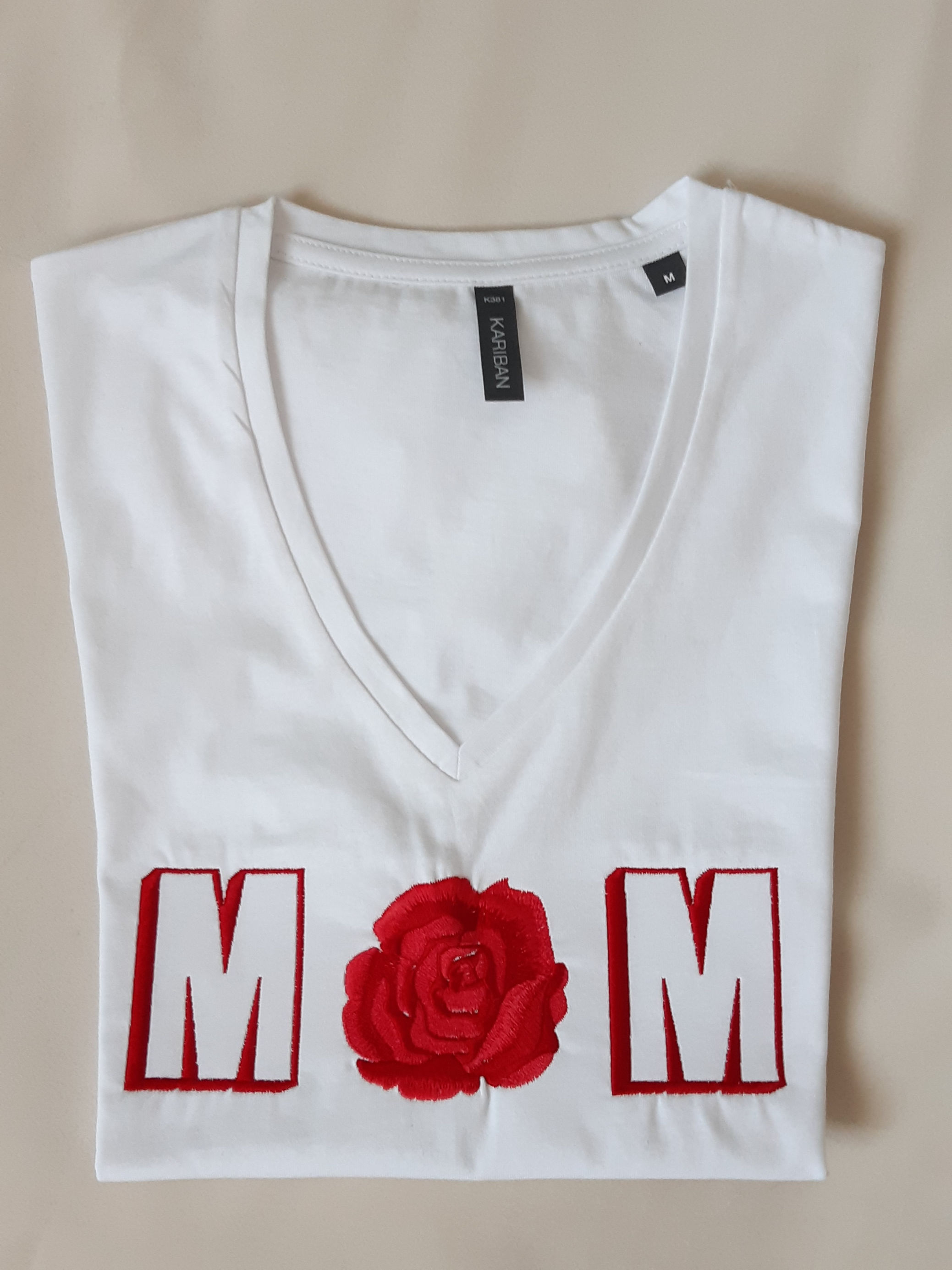 Tee-shirt Femme Brodé MOM Rose 2