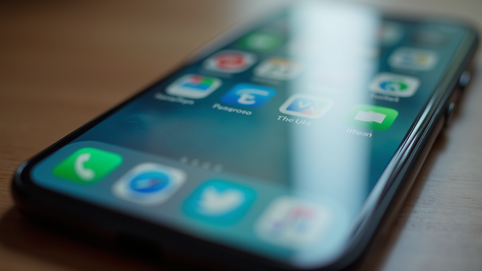 Close-up view of a smartphone displaying social media apps