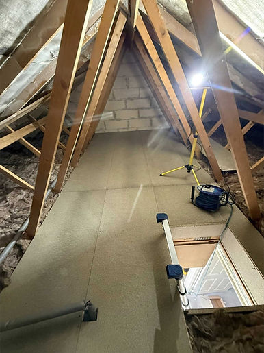 Boarded the loft on loft legs once all the spray foam was removed