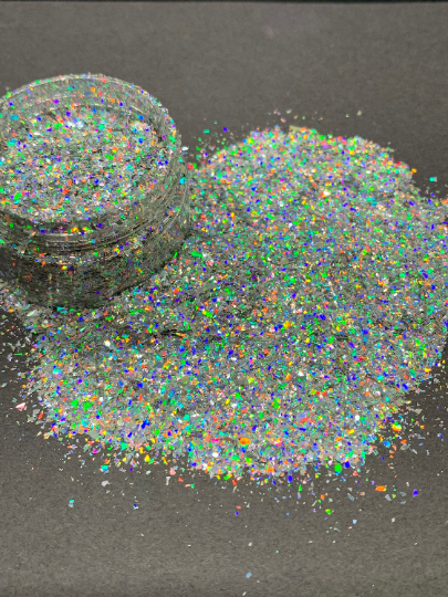Thumbnail: Silver Bullet || Holographic Silver Irregular Glitter ||