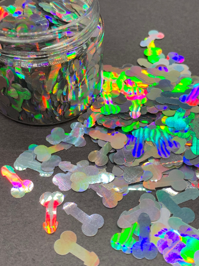 Disco Stixxx || Silver Holo Glitter || Penis Shaped Glitter |