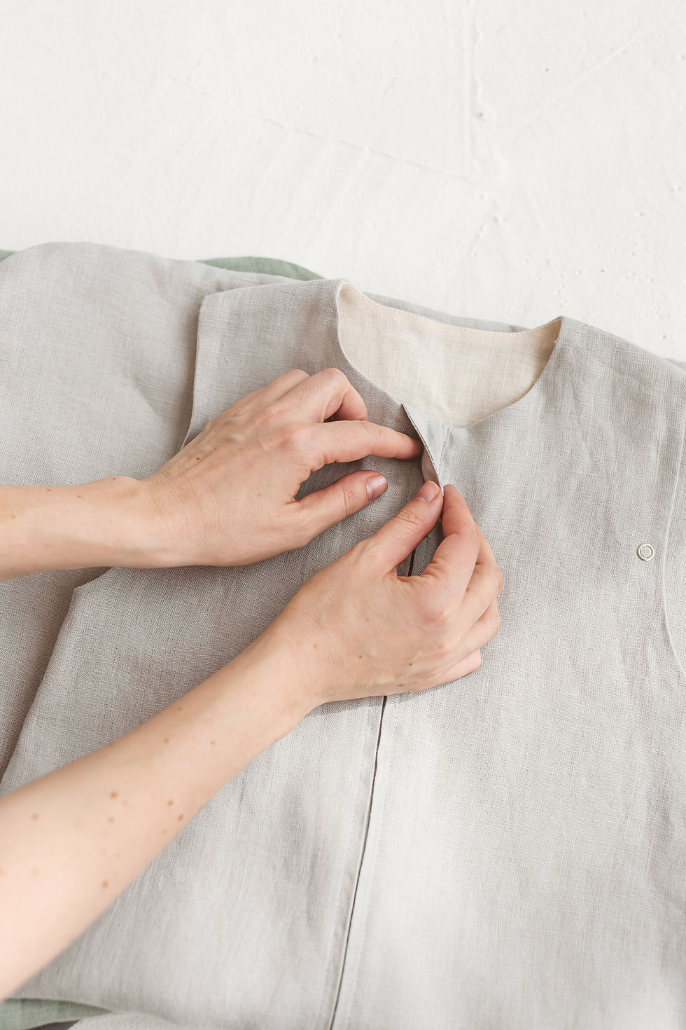Thumbnail: Linen sleeping bag Mint/Oat