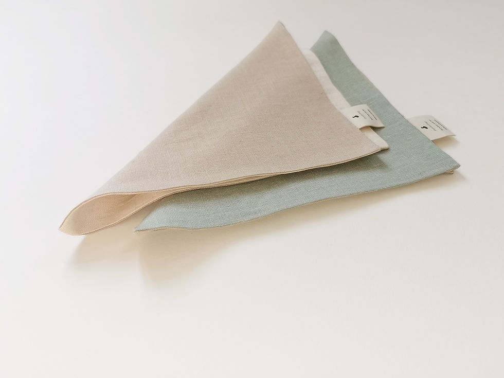 Thumbnail: Linen burp cloths Mint/Cocoa. Set of 2