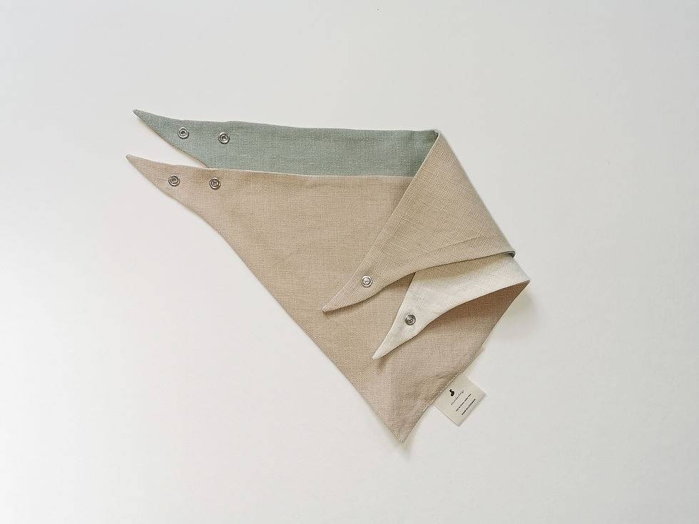 Thumbnail: Linen bibs Mint/Cocoa. Set of 2