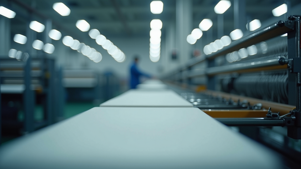 High angle view of a modern factory using advanced textile production techniques