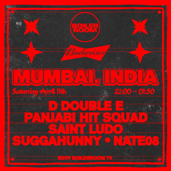 Boiler Room Mumbai event flyer, April 11th, with D Double E