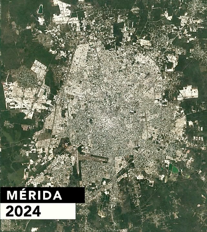Mancha urbana de Mérida en 2000 y 2024