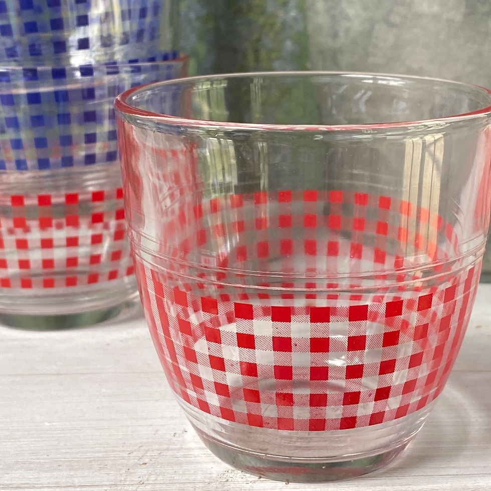 Thumbnail: Duralex Gigogne Vichy Blue and Red Glasses (Set of 6)