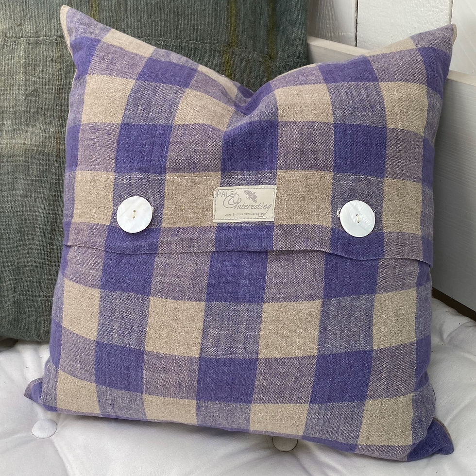 Vintage Lavender Linen Check Cushion Cover