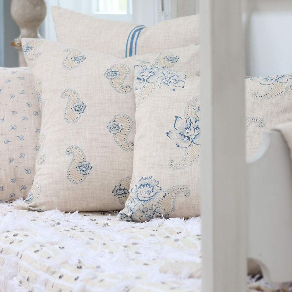 Thumbnail: Ditsy Spot Cushion Cover in Antique Blue 60 x 60 cm