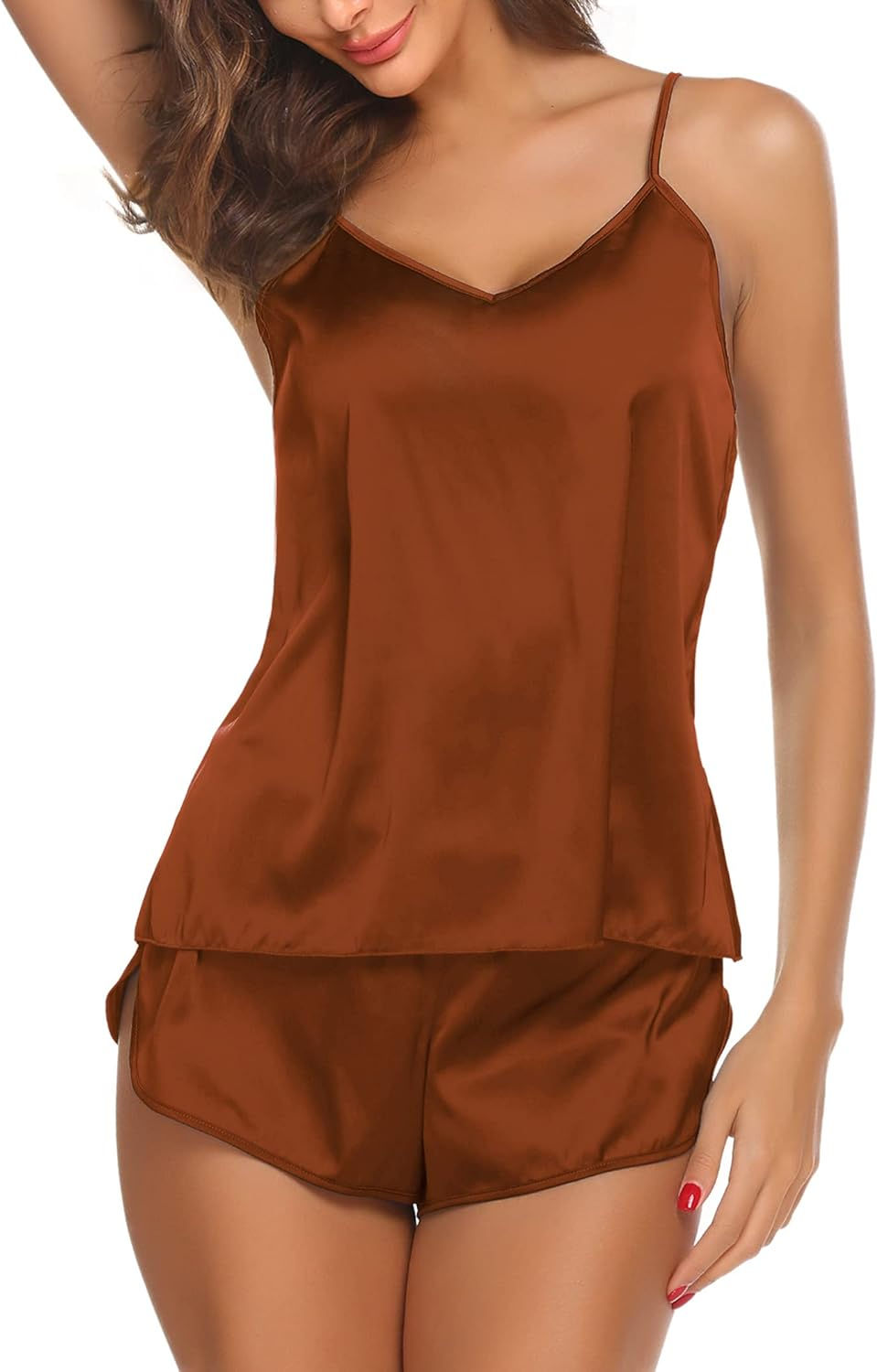 Thumbnail:  Satin Silk Pajamas Camisole Shorts Set