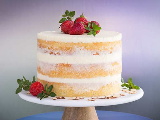 Honey Almond Cake With Berries and Mascarpone Crème Fraiche