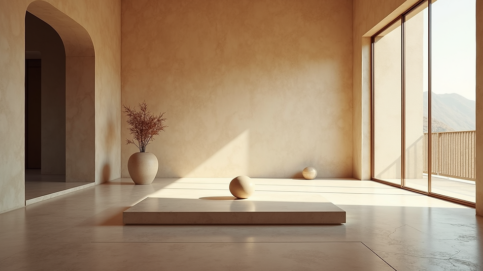 High angle view of a serene meditation space