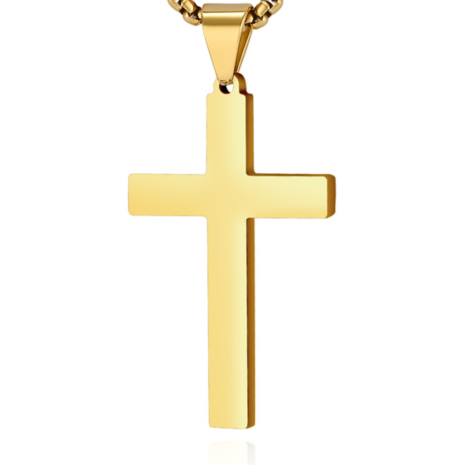 Thumbnail: Minimalist Titanium Steel Glossy Cross Pendant Necklace
